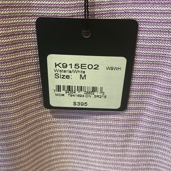 St John knit sleeveless top size M. NWT Lilac (“wisteria”) with cream stripes - Picture 5 of 6